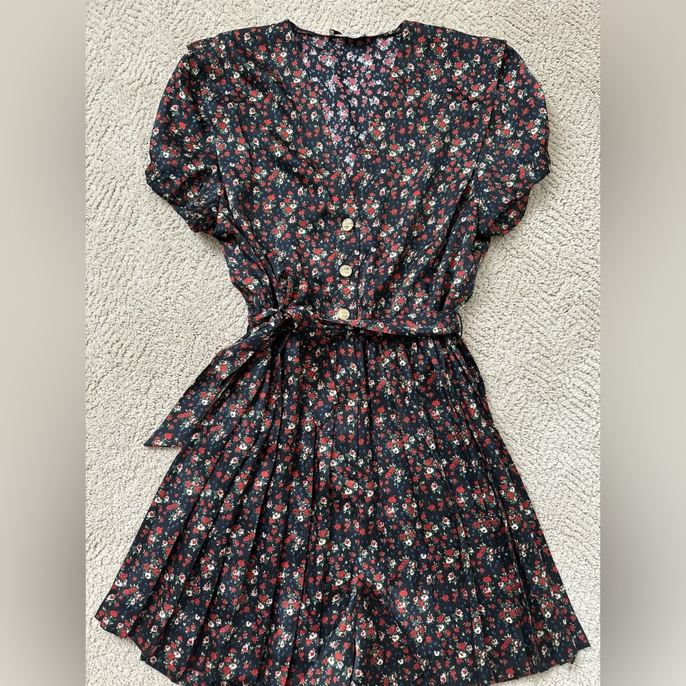 Sandro Pink and White Puff Sleeve Sundress/ Romper